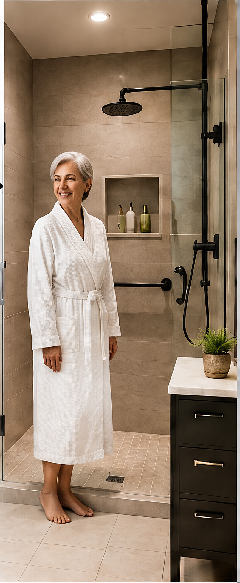Woman in accessible bathroom